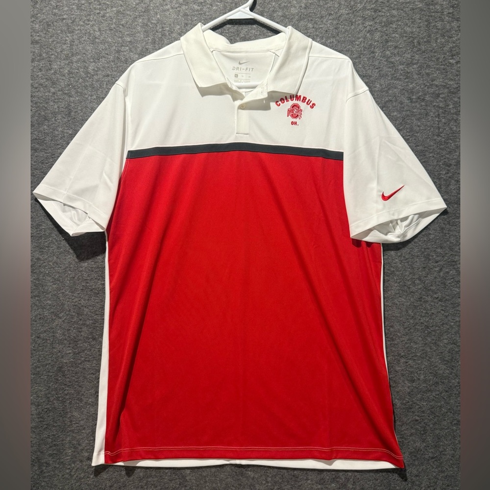 Ohio State Nike Polo Shirt mens XL Dri Fit Columbus OH colorblock red white
